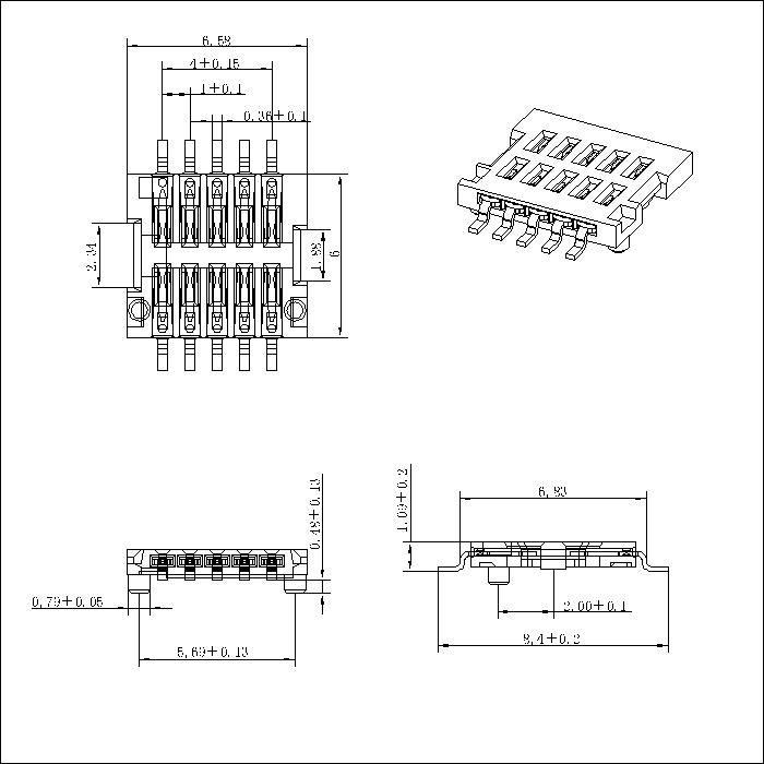 1.0mm Board to Board Connector Female Mating Height=2.0mm BB1.0F-XXXX02