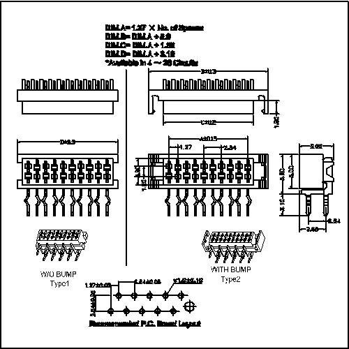 MFCR01 -XXXX 1.27mm Micro Match Socket 90° DIP MFCR01 -XXXX 1.27mm Micro Match Socket 90° DIP