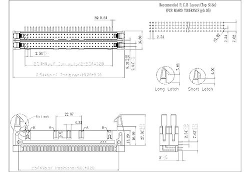 LHDR02 2.54mm Ejector Header 90°Double Layer