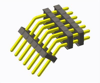 2.54mm Pin Header Triple plastique plié 130 degrés
